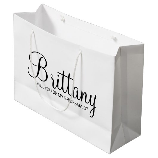 Neuer Vorschlag für eine Personalisierte Bridesmai Große Geschenktüte (Vorderseite Schrägansicht)