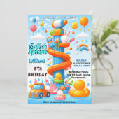 Neuer Wasserpark Cool Sommerspulpadat 6. Geburtsta Einladung (Stehend Vorderseite)