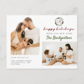 Neuer Weihnachtskranz der ZuhauseZwei Fotos Famili Ankündigungspostkarte (Vorderseite)