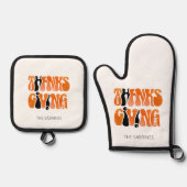 Neuer Weißer Graffiti-Erntedank Herbst Ofenhandschuh & Topflappen-Set (Vorderseite)