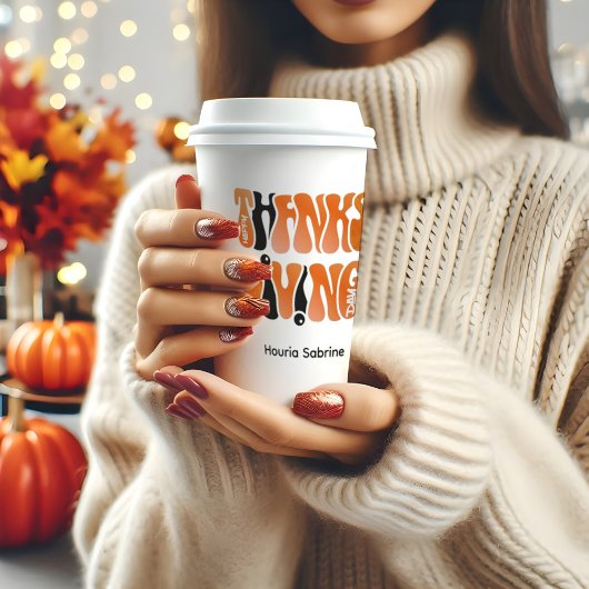 Neuer Weißer Graffiti-Erntedank Herbst Pappbecher