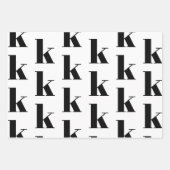 Neuer, weißer, monogramm-schwarzer Anfangsbuchstab Geschenkpapier Set (Vorderseite 3)