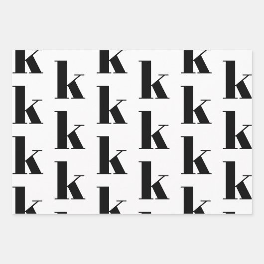 Neuer, weißer, monogramm-schwarzer Anfangsbuchstab Geschenkpapier Set (Vorderseite 3)