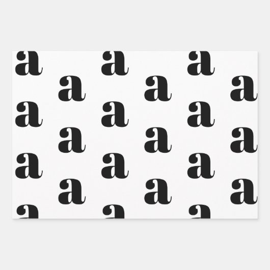 Neuer, weißer, monogramm-schwarzer Anfangsbuchstab Geschenkpapier Set (Vorderseite 2)