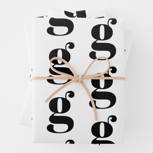 Neuer, weißer, monogramm-schwarzer Anfangsbuchstab Geschenkpapier Set (Beispiel)