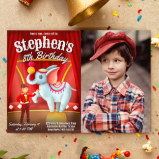 Neuer Zirkus Geburtstag mit Foto Einladung