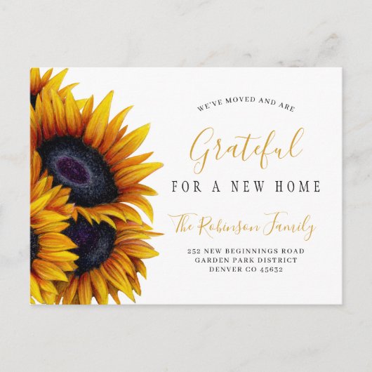 Neuer Zuhause-Erntedank-Adresswechsel Ankündigungspostkarte (Vorderseite)