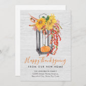 Neuer Zuhause Erntedank Floral Pumpkin Fall Moving Ankündigung (Vorne/Hinten)
