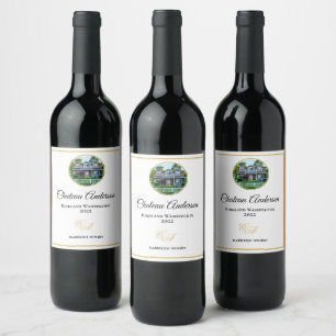 Neuer Zuhause Foto Chateau Nachname Monogram Wine Weinetikett