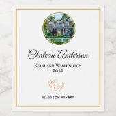 Neuer Zuhause Foto Chateau Nachname Monogram Wine  Weinetikett (Einzelnes Label)
