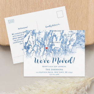 Neuer Zuhause Westport Maine Map Moving Ankündigun Ankündigungspostkarte