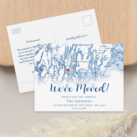 Neuer Zuhause Westport Maine Map Moving Ankündigun Ankündigungspostkarte