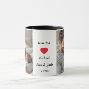Neuer Zwillingsvater benutzerdefiniertes Foto und Tasse