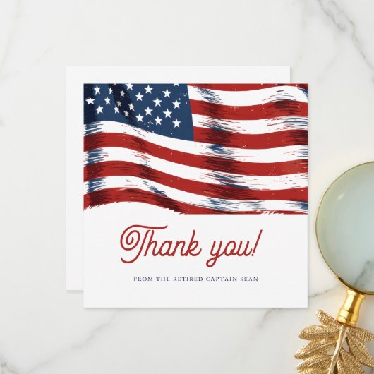 Neuere amerikanische Flagge 4. Juli Army Retiremen Dankeskarte (Vorderseite/Rückseite Beispiel)