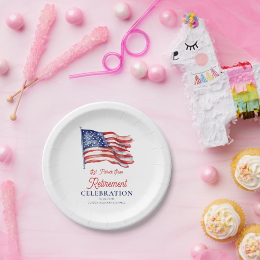 Neuere amerikanische Flagge 4. Juli Army Retiremen Pappteller (Party)