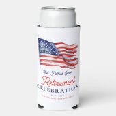 Neuere amerikanische Flagge 4. Juli Army Retiremen Selters Dosenkühler (Seltzer Vorderseite)