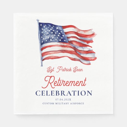 Neuere amerikanische Flagge 4. Juli Army Retiremen Serviette (Vorderseite)