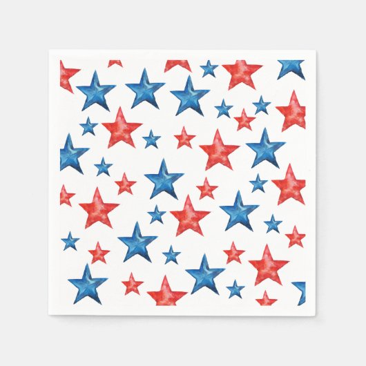 Neuere blaue Aquarellsterne 4. Juli Artikel Serviette (Vorderseite)