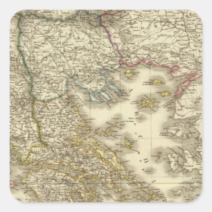 Neuere griechische Inseln, Albanien, Mazedonien Quadratischer Aufkleber