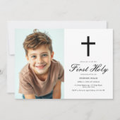 Neuere Minimalistische Jungen des Schwarzen Kreuze Einladung (Vorderseite)