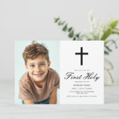 Neuere Minimalistische Jungen des Schwarzen Kreuze Einladung (Stehend Vorderseite)