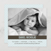 Neuere Pinstripes Kindergeburtskündigungen Ankündigung (Vorne/Hinten)