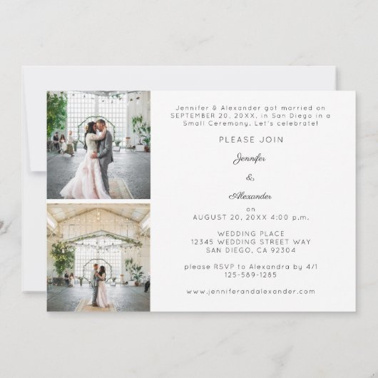 Neuerscheinungen B Horizontal 3 Foto Hochzeitsempf Einladung (Rückseite)