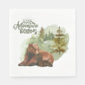 Neues Abenteuer beginnt Typografie Rustikale Bären Serviette (Vorderseite)