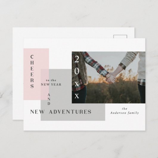 Neues Abenteuer glücklich Neujahr Urlaub Postkarte (Vorne/Hinten)