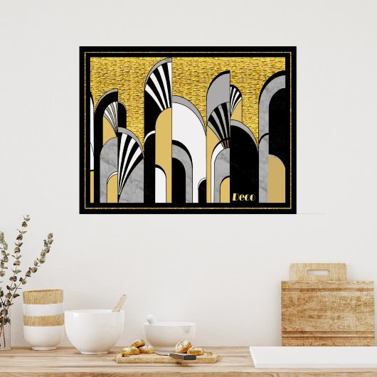 Neues Abstraktes Art Deco Poster (Küche)
