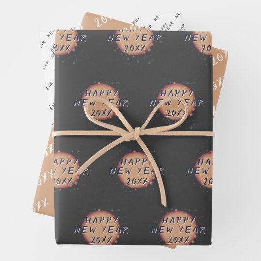 Neues Abstraktes Planet - Glück im neuen Jahr 2023 Geschenkpapier Set (Beispiel)