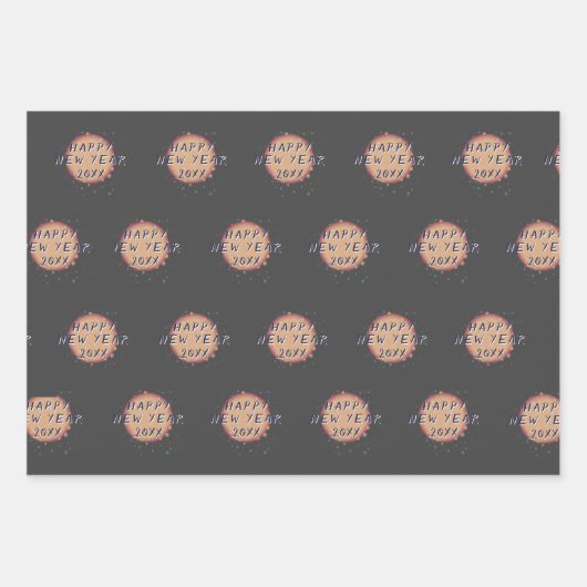 Neues Abstraktes Planet - Glück im neuen Jahr 2023 Geschenkpapier Set (Vorderseite)