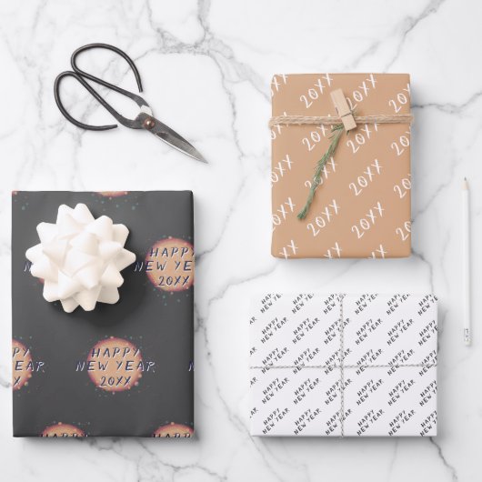 Neues Abstraktes Planet - Glück im neuen Jahr 2023 Geschenkpapier Set (Vorderseite)