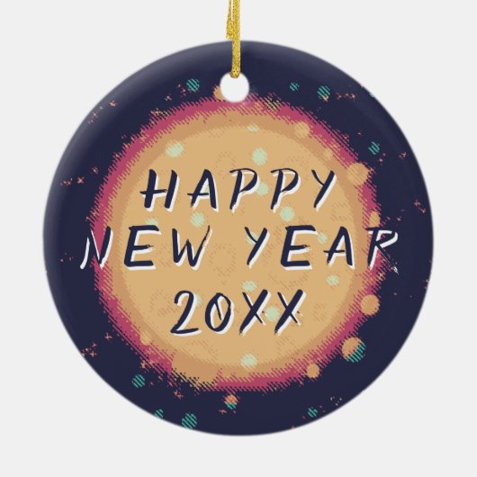 Neues Abstraktes Planet - Glück im neuen Jahr 2023 Keramik Ornament (Hinten)