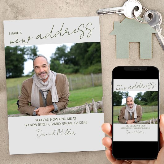 Neues Address-Foto mit Lässigem SkriptVerschieben Ankündigung