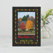 Neues Address-Foto mit Weihnachtsbeleuchtung Einladung (Stehend Vorderseite)