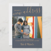 Neues Address-Foto und elegantes Script Blue Movin Ankündigung (Vorderseite)