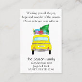 Neues Address gelbes Taxi mit Weihnachtsgeschenken Visitenkarte (Rückseite)