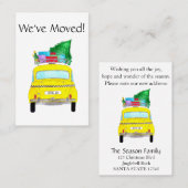 Neues Address gelbes Taxi mit Weihnachtsgeschenken Visitenkarte (Vorne/Hinten)