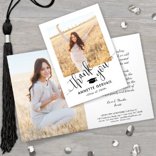 Neues Address Modern Trendy Script Abschluss Foto Dankeskarte