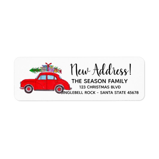 Neues Address Red Car mit Weihnachtsbaumlabel (Vorne)