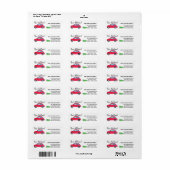 Neues Address Red Fiat 500 Weihnachtsbaumlabel (Vorne)