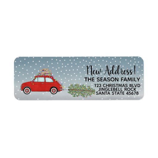 Neues Address Red Fiat 500 Weihnachtsbaumlabel (Vorne)
