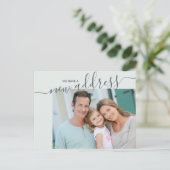 Neues Adressskript Elegantes Foto Verschieben Ankündigungspostkarte (Stehend Vorderseite)