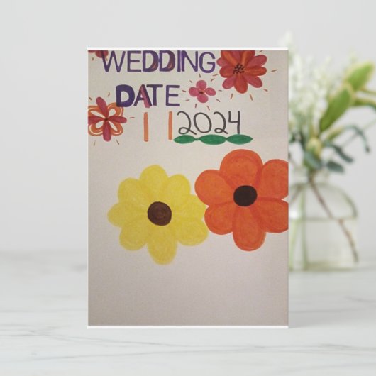 NEUES ANKUNFTSFLORALLUPDATE-WEDDING-DATUM 2024 EINLADUNG (Stehend Vorderseite)