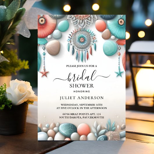 Neues Aqua Sand Brautparty gestapelt Einladung