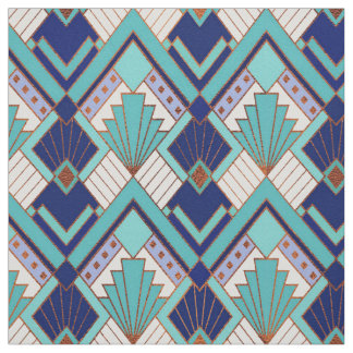 Neues Aqua und Blue Art Deco Stil Stoff