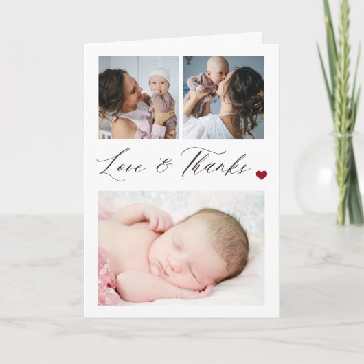 Neues Baby 3 Foto Collage elegante danke Karte (Vorderseite)