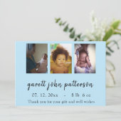 Neues Baby 3-Image Blue Ankündigung (Stehend Vorderseite)