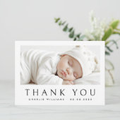 Neues Baby Ankündigung Foto Dankeschön Karte (Stehend Vorderseite)